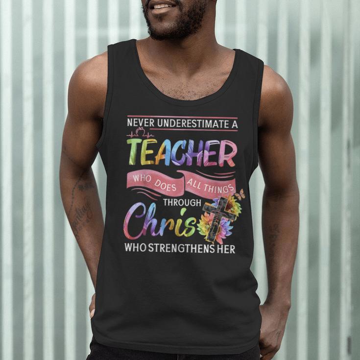Never Underestimate A Teacher Does All Things Through Christ For Men Women Men Tank Top, novelty gifts, funny gifts Never Underestimate A Teacher Does All Things Through Christ For Men Women Men Tank Top, novelty gifts, funny gifts