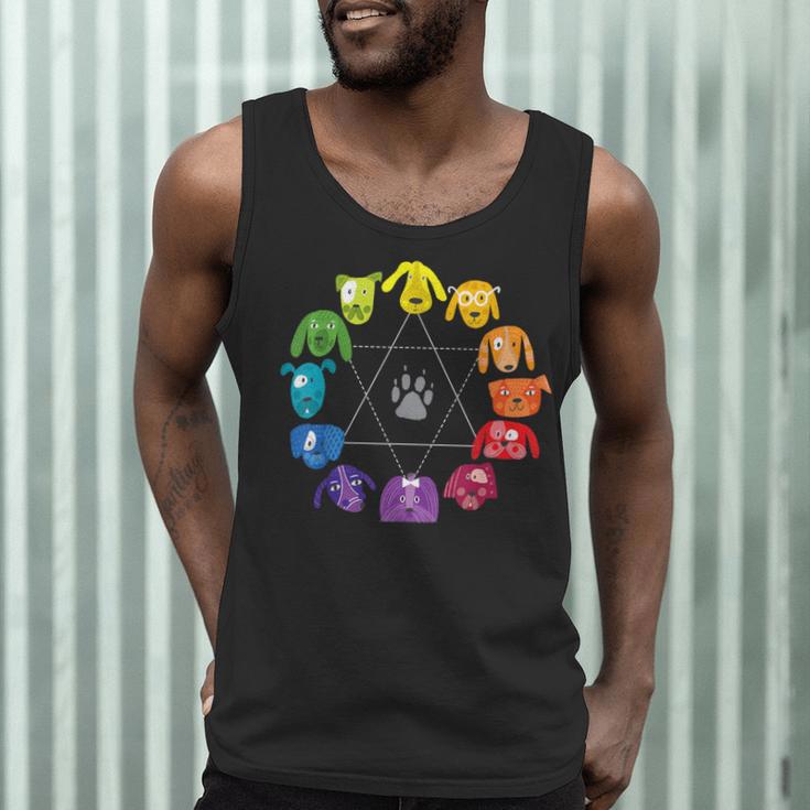 Unique For Artists By ADS Color Wheel Educational Art Teacher Dog Themed Artist Small Men Tank Top, novelty gifts, funny gifts