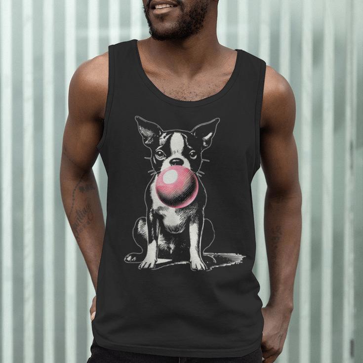 Vintage Boston Terrier Blowing Bubble Gum American Gentleman Men Tank Top, novelty gifts, funny gifts