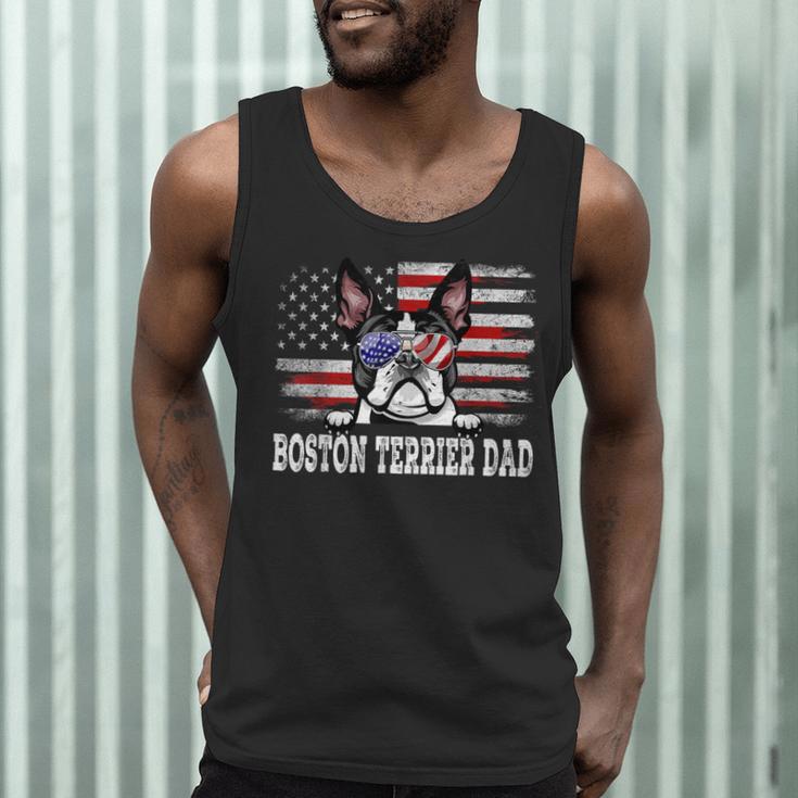 Vintage Boston Terrier Dad American Flag Father's Day Men Tank Top, novelty gifts, funny gifts