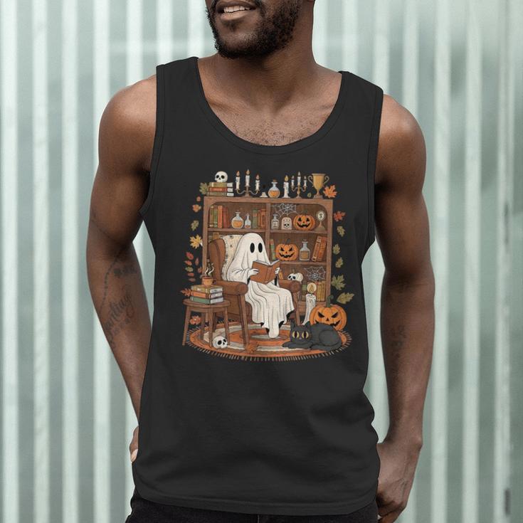 Vintage Ghost Book Reading Pumpkin Gothic Halloween Teachers Men Tank Top, novelty gifts, funny gifts Vintage Ghost Book Reading Pumpkin Gothic Halloween Teachers Men Tank Top, novelty gifts, funny gifts