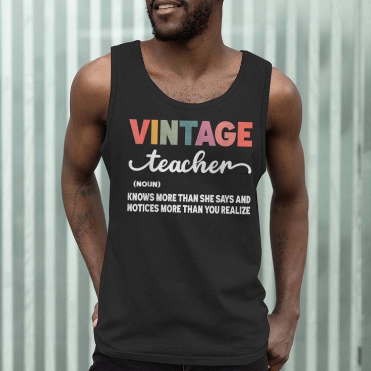 Vintage Teacher Knows More Than She Says Outfit Definition Men Tank Top, novelty gifts, funny gifts Vintage Teacher Knows More Than She Says Outfit Definition Men Tank Top, novelty gifts, funny gifts
