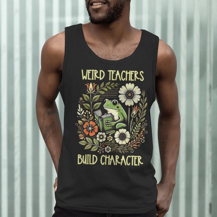 Weird Teachers Build Character Frog Reading Book Librarian Men Tank Top, novelty gifts, funny gifts