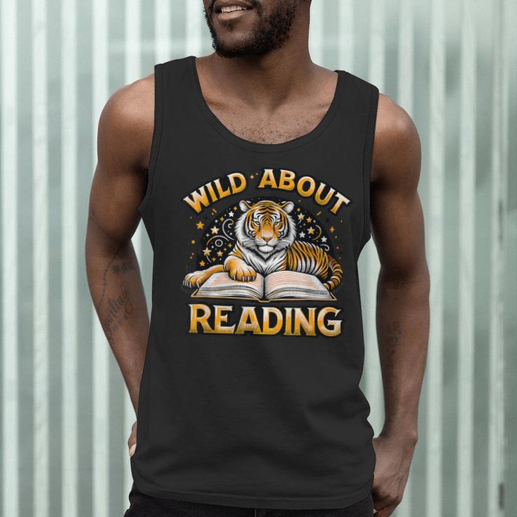 Wild About Reading Tiger For Teachers & Students Men Tank Top, novelty gifts, funny gifts