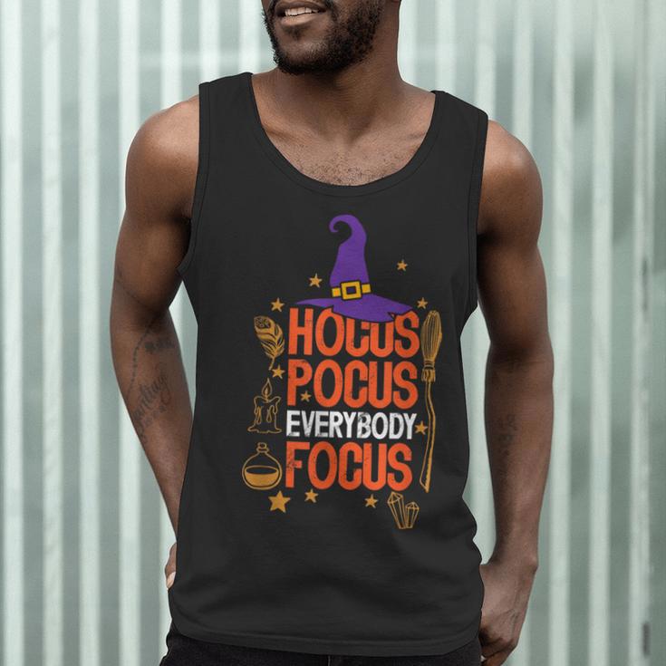 Witchy Halloween Hocus Pocus Everybody Focus Teacher Pumpkin Men Tank Top, novelty gifts, funny gifts