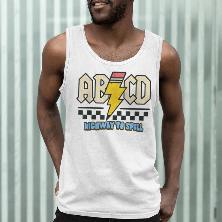 ABCD Highway To Spell Pencil Teacher & Student Font Me Men Tank Top, novelty gifts, funny gifts ABCD Highway To Spell Pencil Teacher & Student Font Me Men Tank Top, novelty gifts, funny gifts
