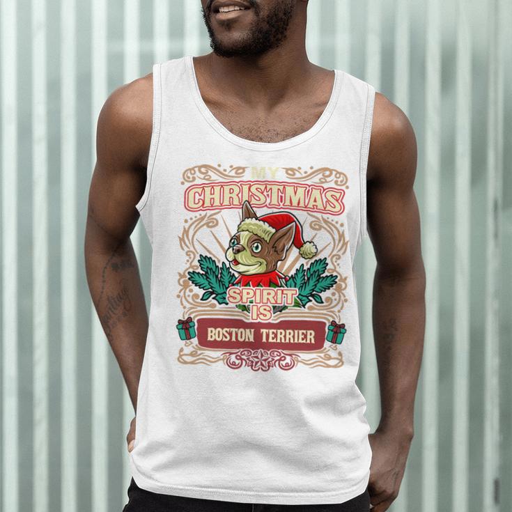 Boston Terrier My Christmas Spirit Dog Santa Claus X-Mas Men Tank Top, novelty gifts, funny gifts