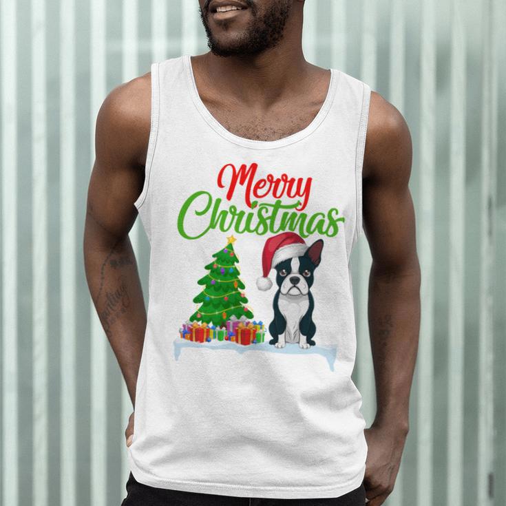 Boston Terrier Christmas Tree Lights Xmas Dog Lover Men Tank Top, novelty gifts, funny gifts