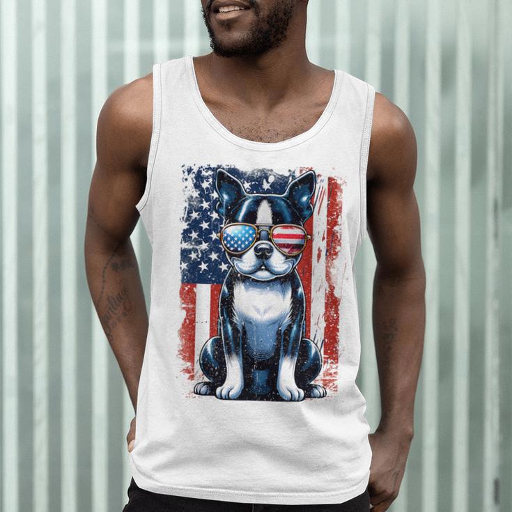 Boston Terrier Dog American USA US Flag Pets Vintage Outfit Men Tank Top, novelty gifts, funny gifts