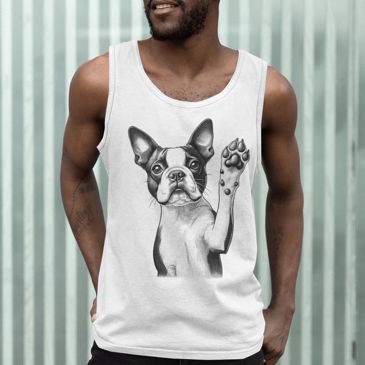 Boston Terrier Dog Raising Paw Idea Men Women Men Tank Top, novelty gifts, funny gifts