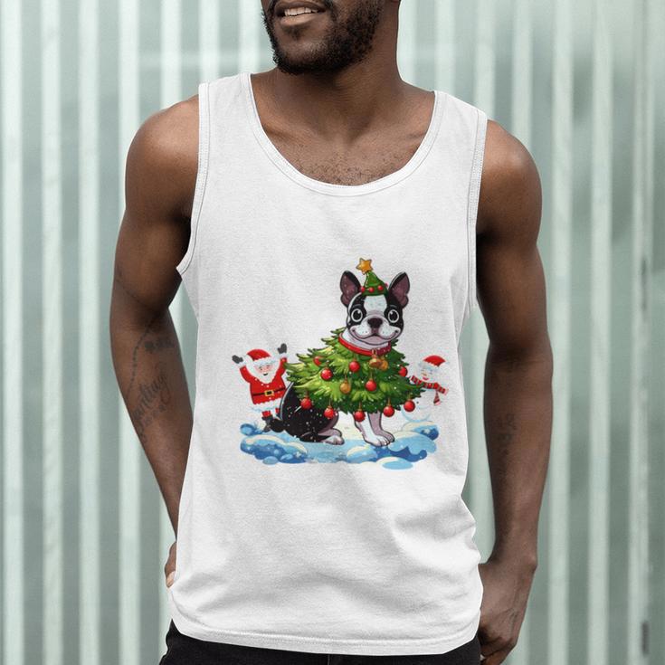 Boston Terrier Merry Christmas Tree Lights Dog X-Mas Dogs Men Tank Top, novelty gifts, funny gifts