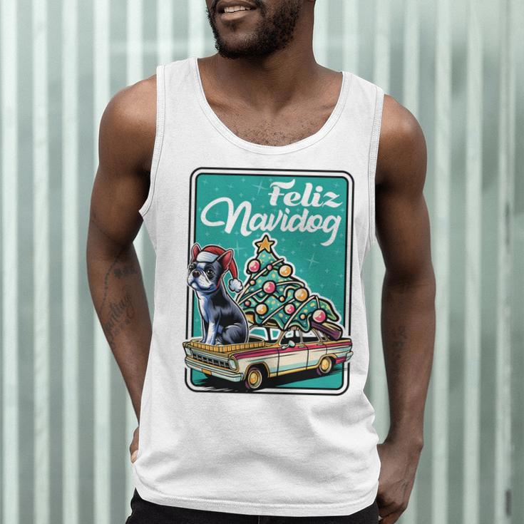 Boston Terrier Merry Christmas Tree Truck Dog X-Mas Men Tank Top, novelty gifts, funny gifts
