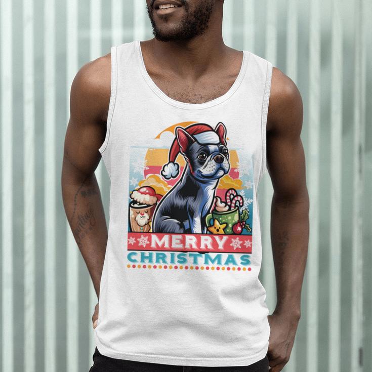 Boston Terrier Santa Claus Coffee Mug Merry Christmas Dogs Men Tank Top, novelty gifts, funny gifts