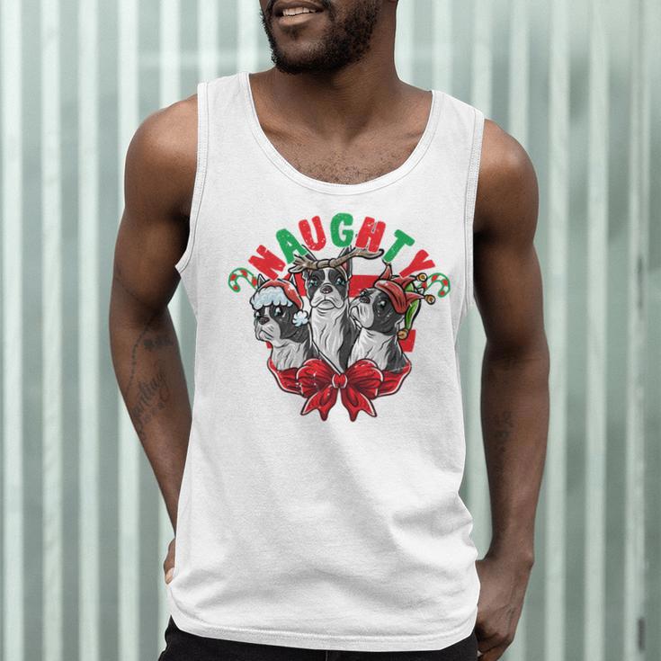 Boston Terrier Santa Claus Elf Reindeer Christmas Dog X-Mas Men Tank Top, novelty gifts, funny gifts