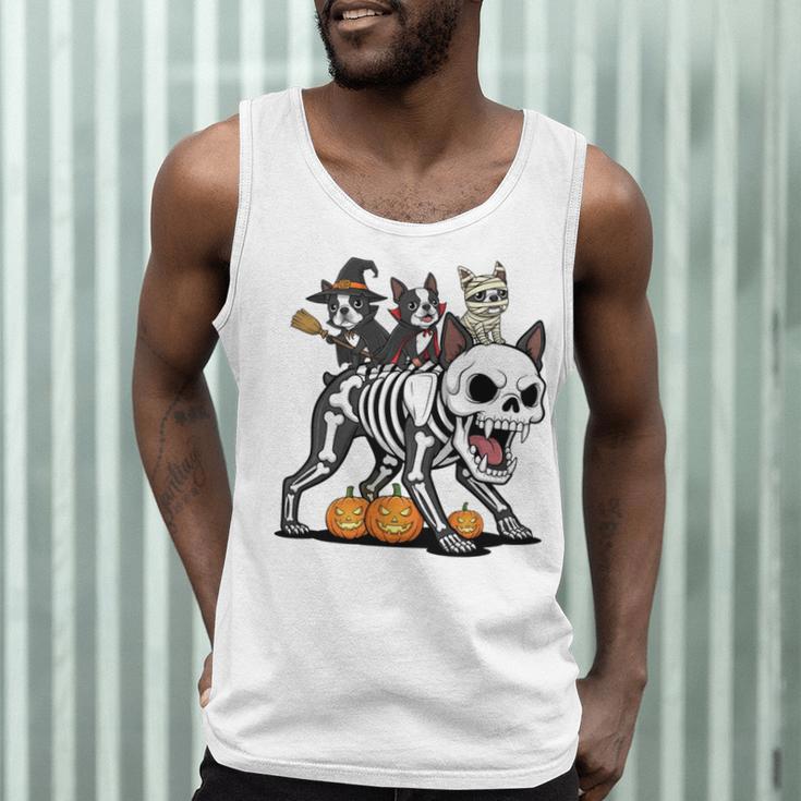 Boston Terrier Skeleton Mummy Witch Halloween Men Tank Top, novelty gifts, funny gifts