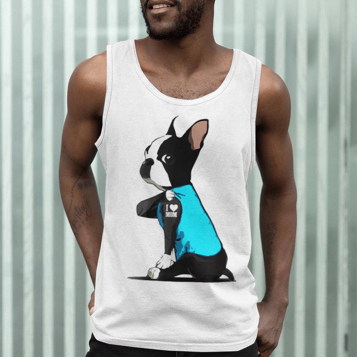 Boston Terrier Tattoos I Love Mom Men Tank Top, novelty gifts, funny gifts