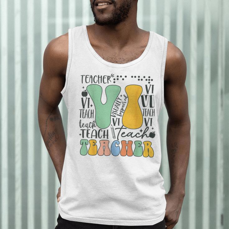 Braille Teacher Of The Visually Impaired Groovy VI Teacher Men Tank Top, novelty gifts, funny gifts Braille Teacher Of The Visually Impaired Groovy VI Teacher Men Tank Top, novelty gifts, funny gifts