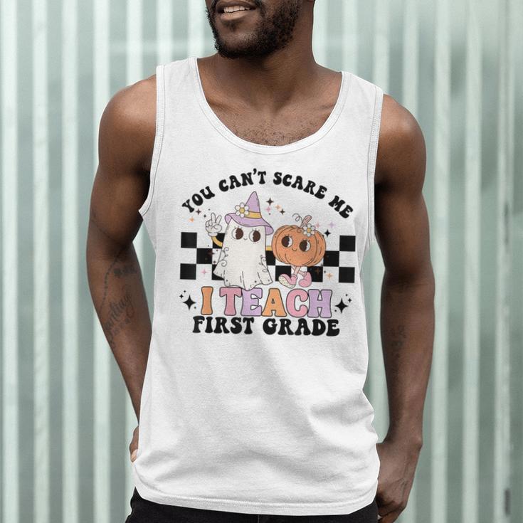 You Cant Scare Me I Teach First Grade Teacher Halloween Men Tank Top, novelty gifts, funny gifts