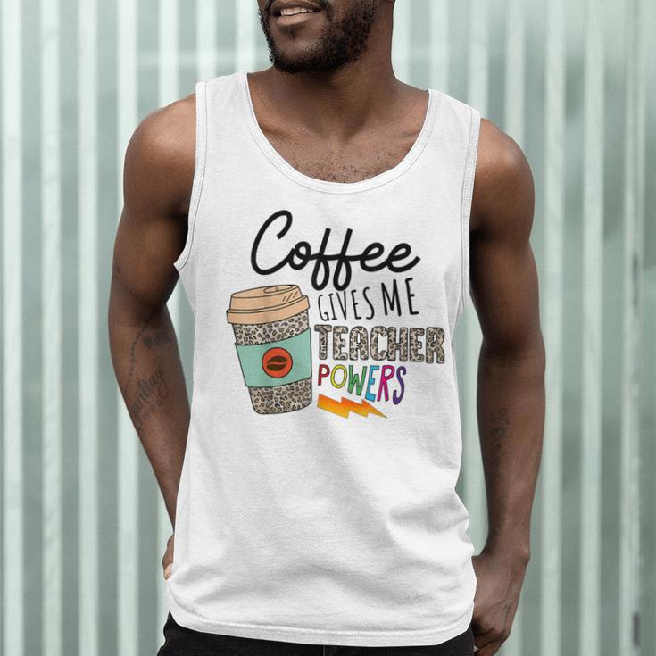 Coffee Gives Me Teacher Power Teacher Elementary Women Men Tank Top, novelty gifts, funny gifts