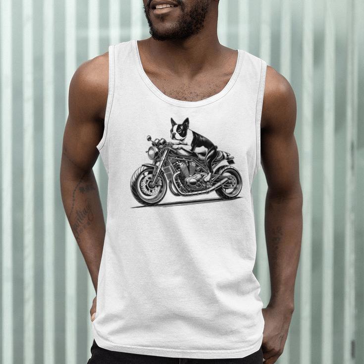 Cool Boston Terrier Riding a Motorcycle Biker Dog Lover For Men Women Kids Men Tank Top, novelty gifts, funny gifts