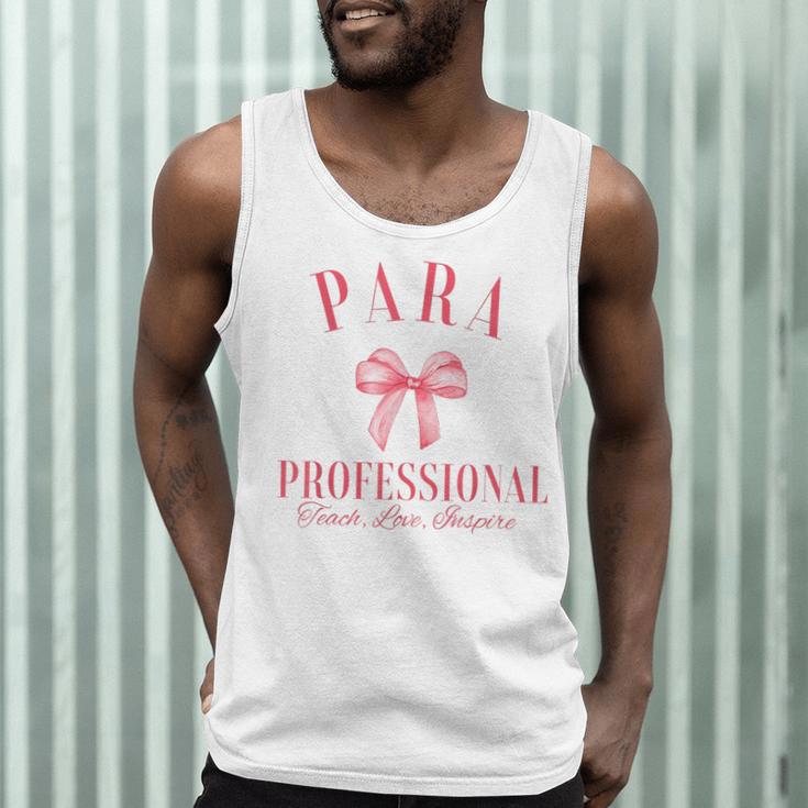 Coquette Bow Paraprofessional School Para Squad Teacher Aide Men Tank Top, novelty gifts, funny gifts