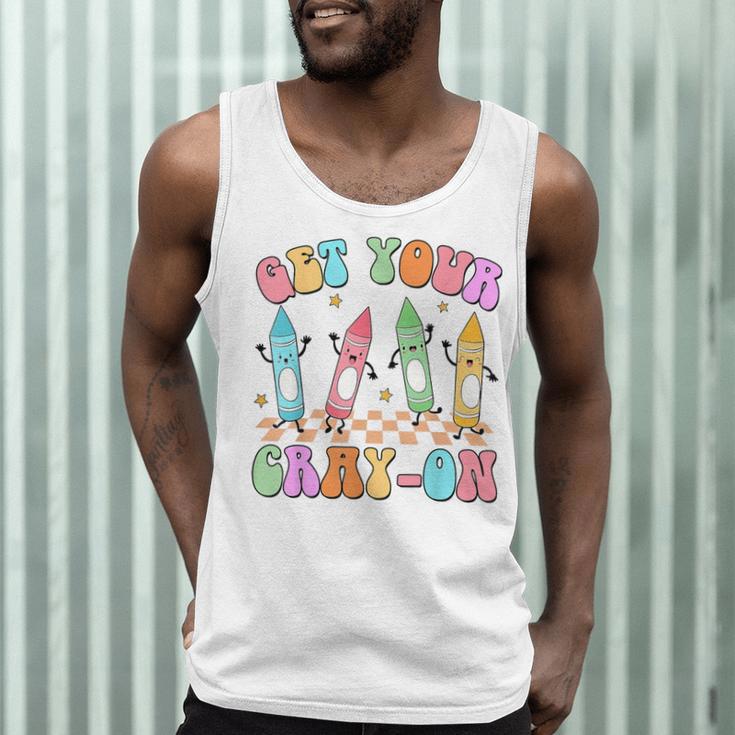 Get Your Cray-On Preschool Teacher Kindergarten Teacher Men Tank Top, novelty gifts, funny gifts