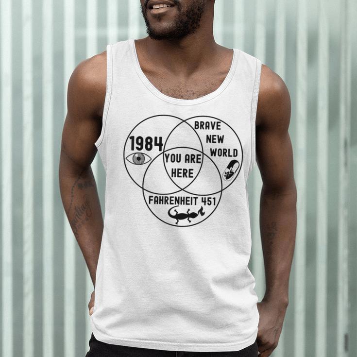 You Are Here Dystopian Venn Diagram English Teacher Bk Men Tank Top, novelty gifts, funny gifts You Are Here Dystopian Venn Diagram English Teacher Bk Men Tank Top, novelty gifts, funny gifts