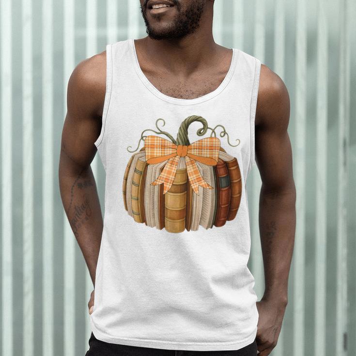 Fall Book Pumpkin Halloween Teacher Librarian Thanksgiving Men Tank Top, novelty gifts, funny gifts