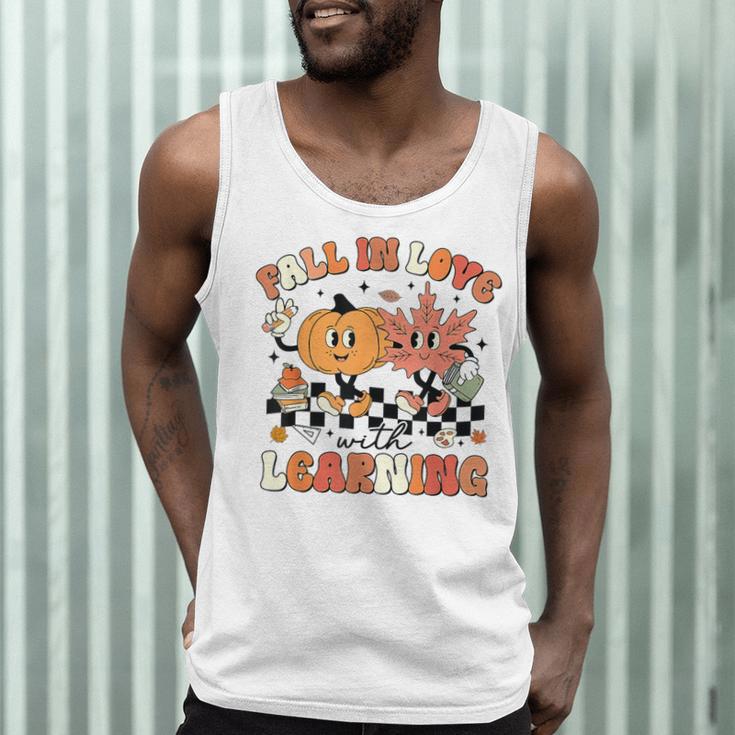Fall In Love With Learning Teacher Retro Thanksgiving Men Tank Top, novelty gifts, funny gifts Fall In Love With Learning Teacher Retro Thanksgiving Men Tank Top, novelty gifts, funny gifts