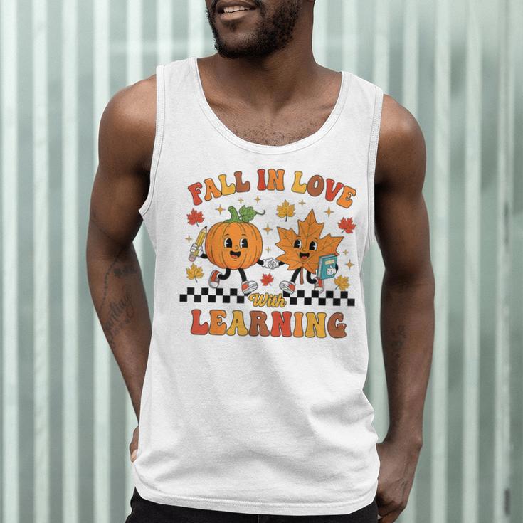 Fall In Love With Learning Teacher Student Autumn Pumpkin Men Tank Top, novelty gifts, funny gifts