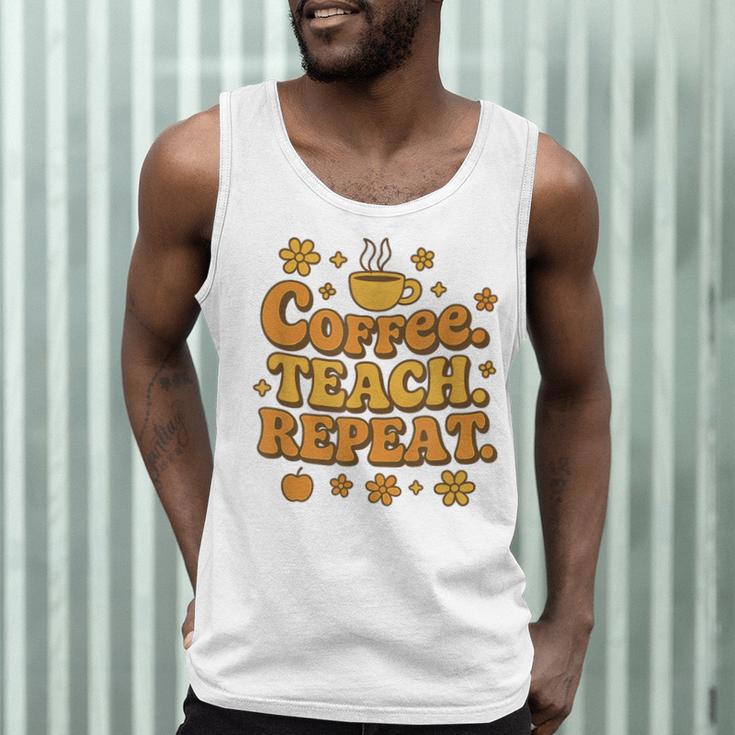 Groovy Coffee Teach Repeat Retro Teacher Men Tank Top, novelty gifts, funny gifts Groovy Coffee Teach Repeat Retro Teacher Men Tank Top, novelty gifts, funny gifts