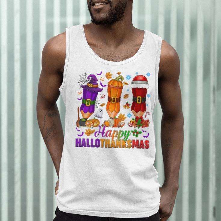 Happy Hallothanksmas Halloween Thanksgiving Pencils Teachers Men Tank Top, novelty gifts, funny gifts Happy Hallothanksmas Halloween Thanksgiving Pencils Teachers Men Tank Top, novelty gifts, funny gifts
