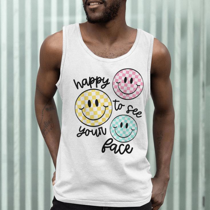 Happy To See Your Face Smile Face Teacher Back To School Men Tank Top, novelty gifts, funny gifts