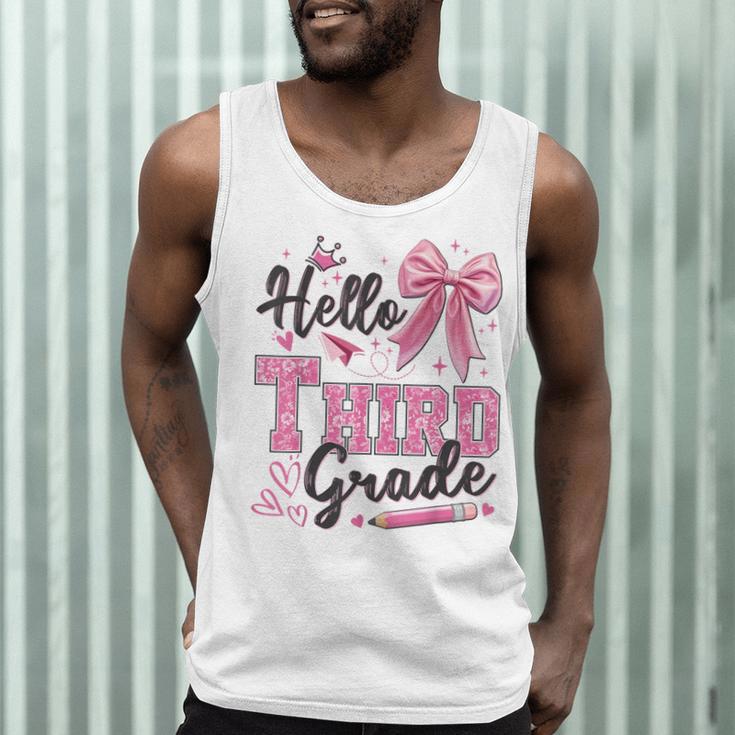 Hello Third Grade First Day Of School Coquette Teacher Girl Men Tank Top, novelty gifts, funny gifts