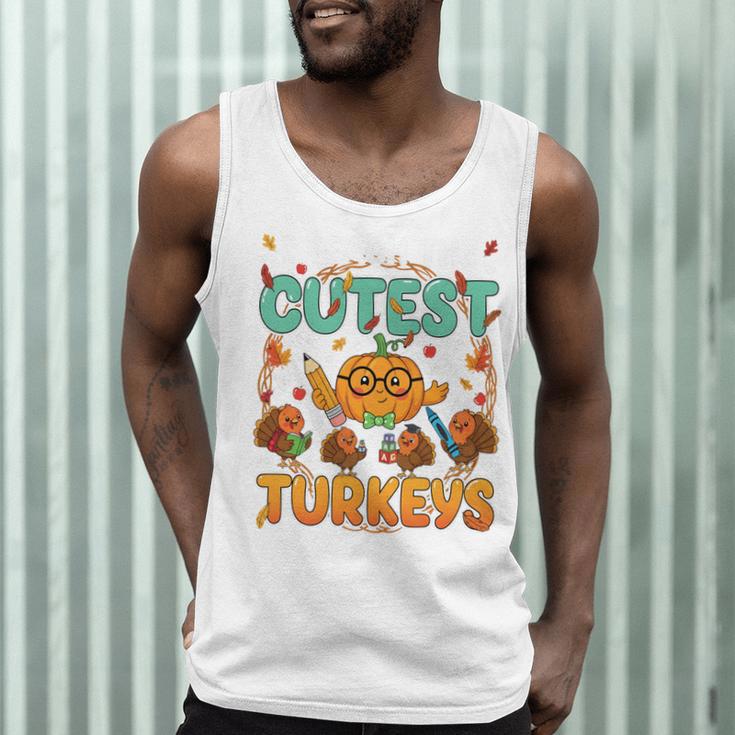 Humor I Teach The Cutest Turkeys Thanksgiving Teacher Men Tank Top, novelty gifts, funny gifts
