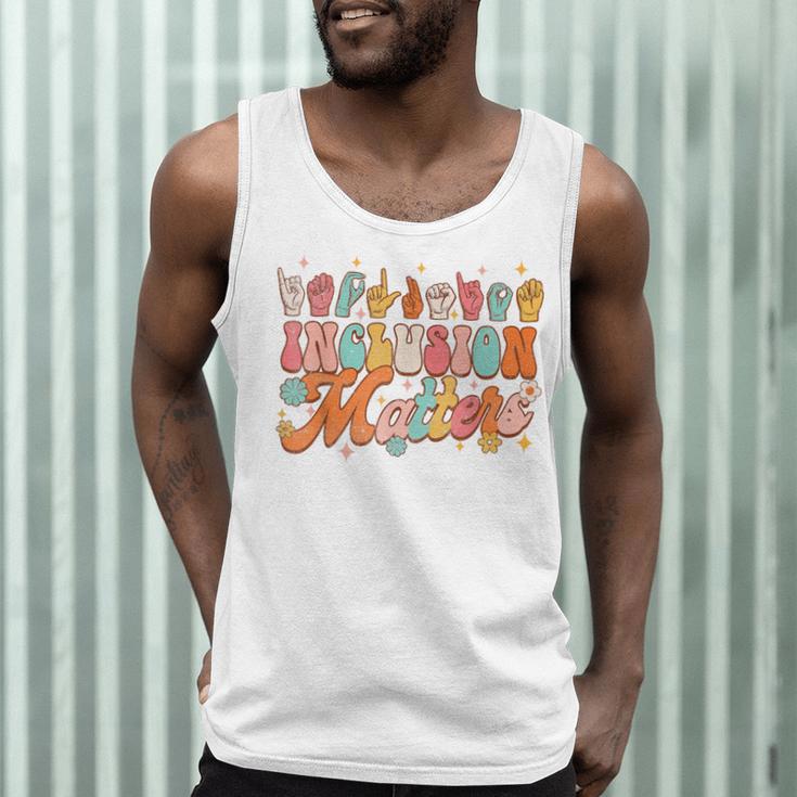 Inclusion Matters Groovy American Sign Language ASL Teacher For Men Women Men Tank Top, novelty gifts, funny gifts Inclusion Matters Groovy American Sign Language ASL Teacher For Men Women Men Tank Top, novelty gifts, funny gifts