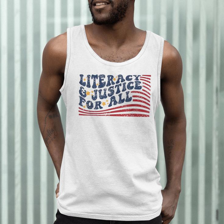 Literacy Justice For All Teacher Men Tank Top, novelty gifts, funny gifts