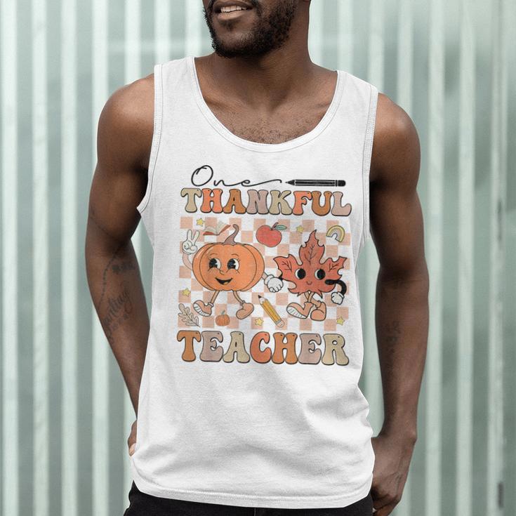 One Thankful Teacher Thanksgiving Groovy Fall Autumn Teacher Men Tank Top, novelty gifts, funny gifts One Thankful Teacher Thanksgiving Groovy Fall Autumn Teacher Men Tank Top, novelty gifts, funny gifts