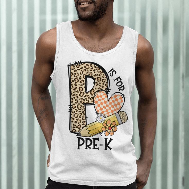 P Is For Pre K Teacher Leopard First Day Of School For Men Women Girls Kids Men Tank Top, novelty gifts, funny gifts