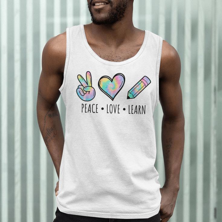 Peace Love Learn Tie Dye Teacher Kids 100th Days Of School Men Tank Top, novelty gifts, funny gifts