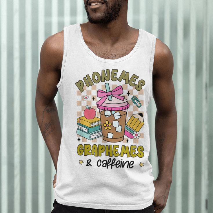 Phonemes Graphemes Caffeine Back To School Reading Teacher Men Tank Top, novelty gifts, funny gifts Phonemes Graphemes Caffeine Back To School Reading Teacher Men Tank Top, novelty gifts, funny gifts