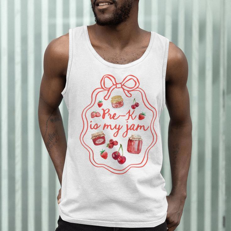 Preschool Pre-K Is My Jam Strawberry Girl Teacher Kids Men Tank Top, novelty gifts, funny gifts