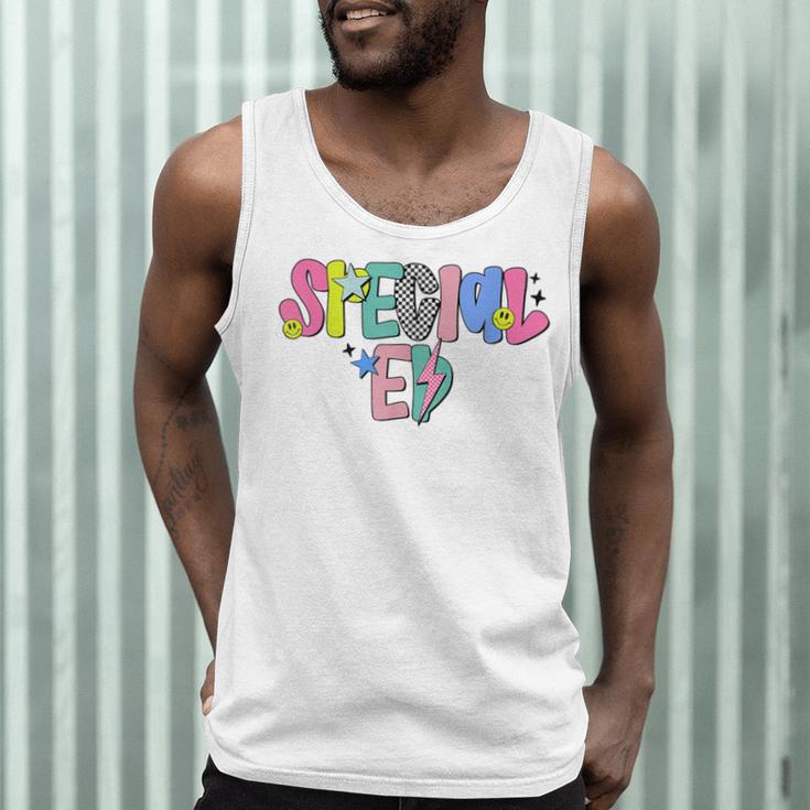 Retro Checkered Special Education Teacher Back To School Men Tank Top, novelty gifts, funny gifts