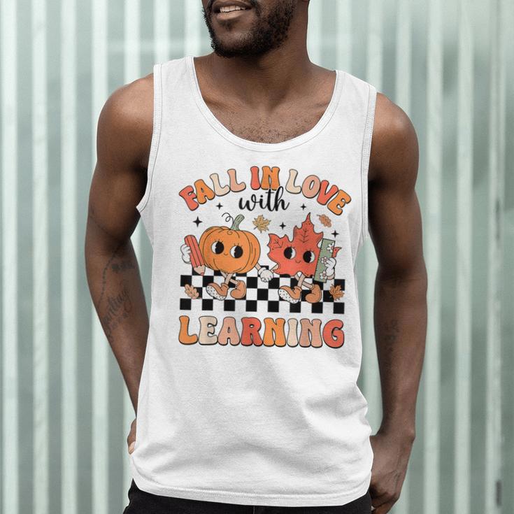 Retro Fall In Love With Learning Autumn Pumpkin Teacher Men Tank Top, novelty gifts, funny gifts Retro Fall In Love With Learning Autumn Pumpkin Teacher Men Tank Top, novelty gifts, funny gifts