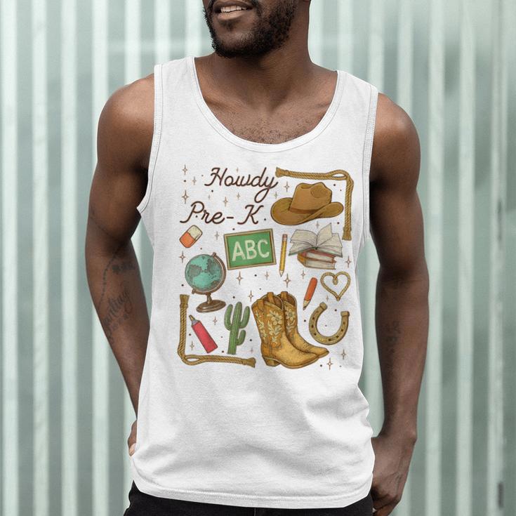 Retro Howdy Pre-K Back To School Western Teacher Men Tank Top, novelty gifts, funny gifts