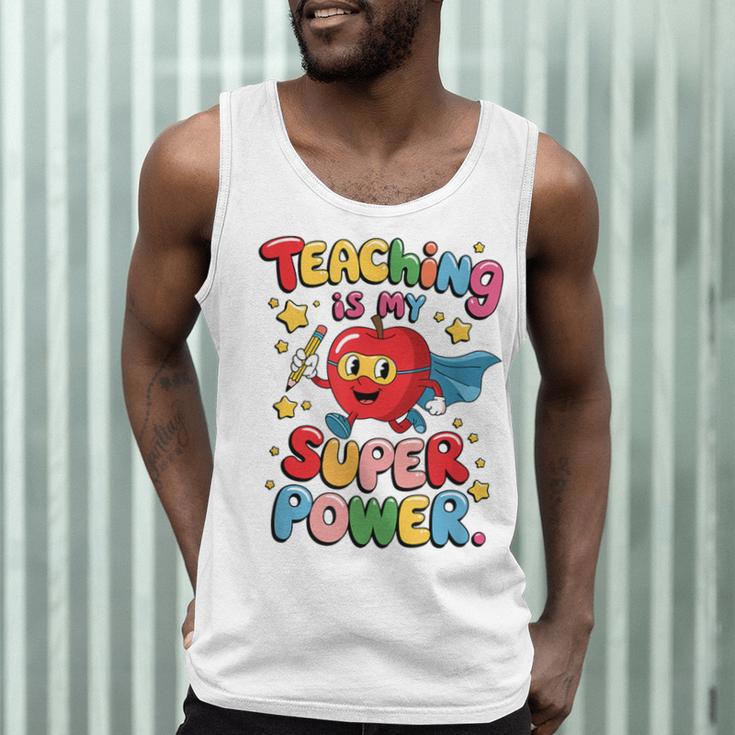 Retro Teaching Is My Superpower Apple Teacher Appreciation Men Tank Top, novelty gifts, funny gifts
