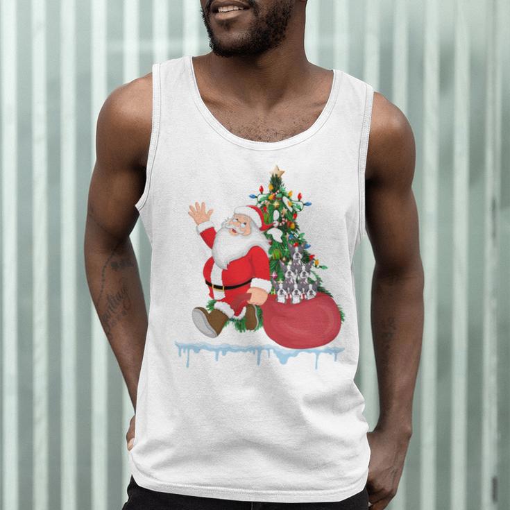 Santa Ugly Christmas Tree Lights Boston Terrier Dog Lover Men Tank Top, novelty gifts, funny gifts
