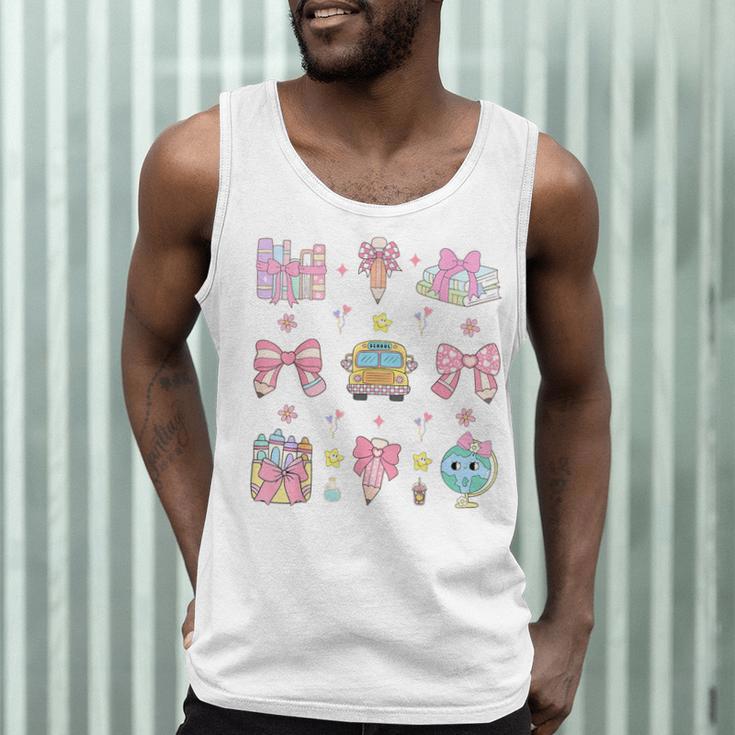 School Pencils And Bows Teacher Bow Coquette Pencil Girls Men Tank Top, novelty gifts, funny gifts