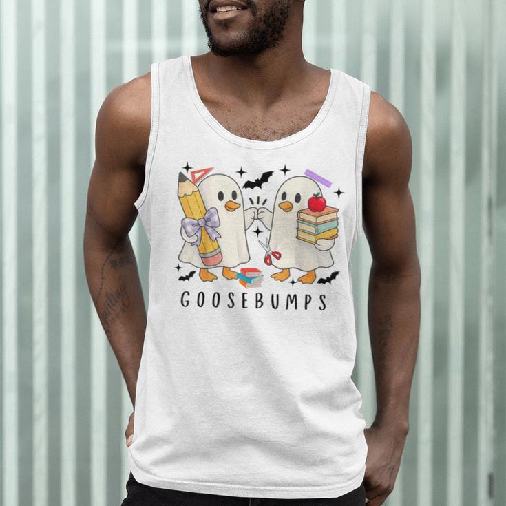 Silly Goose Spooky Teacher Halloween Cute Goosebumps Men Tank Top, novelty gifts, funny gifts