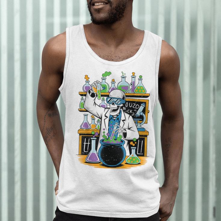 Skeleton Mad Scientist Halloween Costume Science Teacher Men Tank Top, novelty gifts, funny gifts